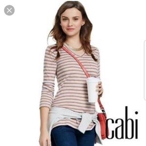 Cabi #3055 Long Sleeve Striped Hi Low T-shirt